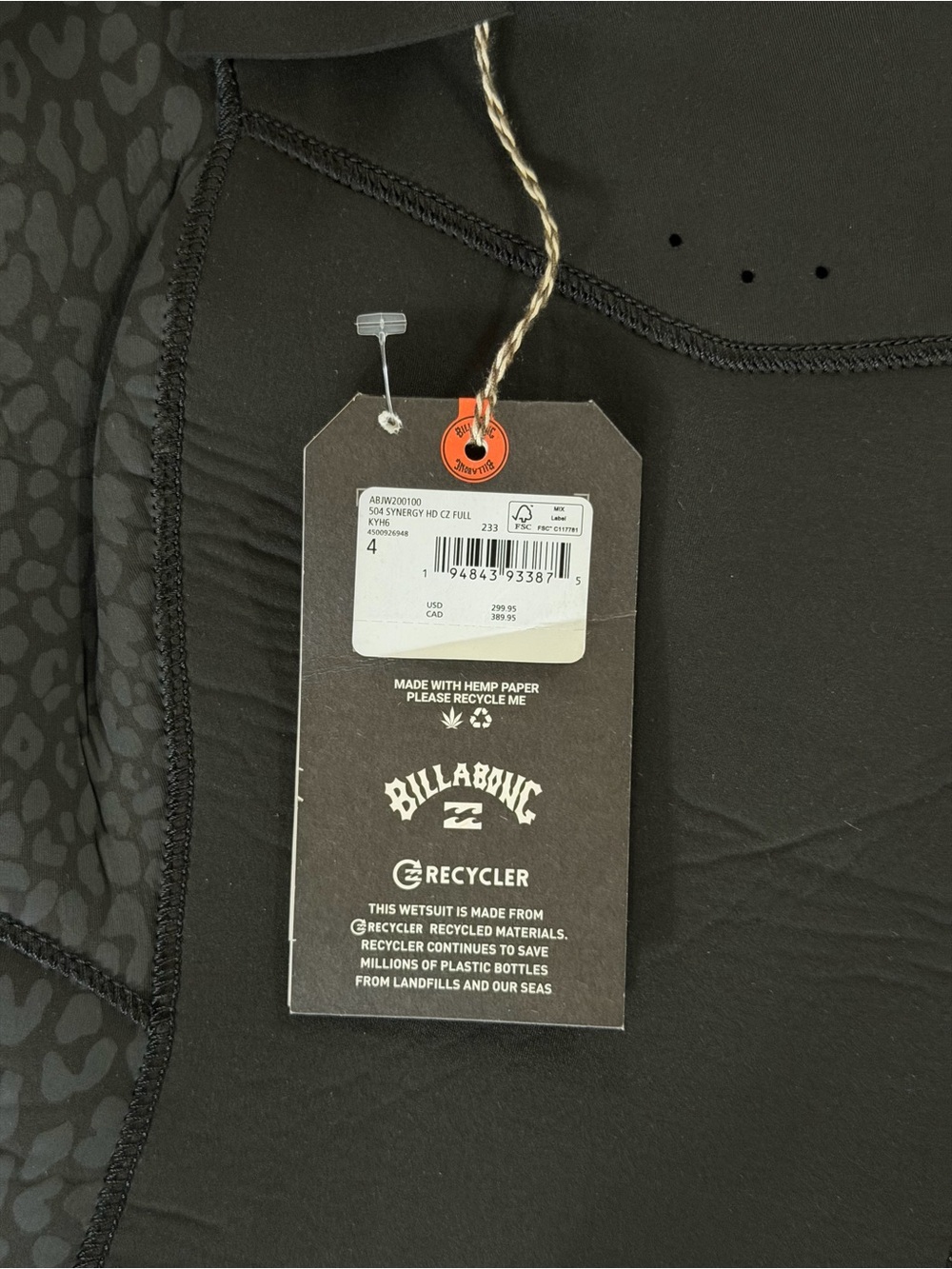 NEW women’s billabong 5/4mm synergy hooded chest zip wetsuit black orange S/4 - Picture 5 of 6